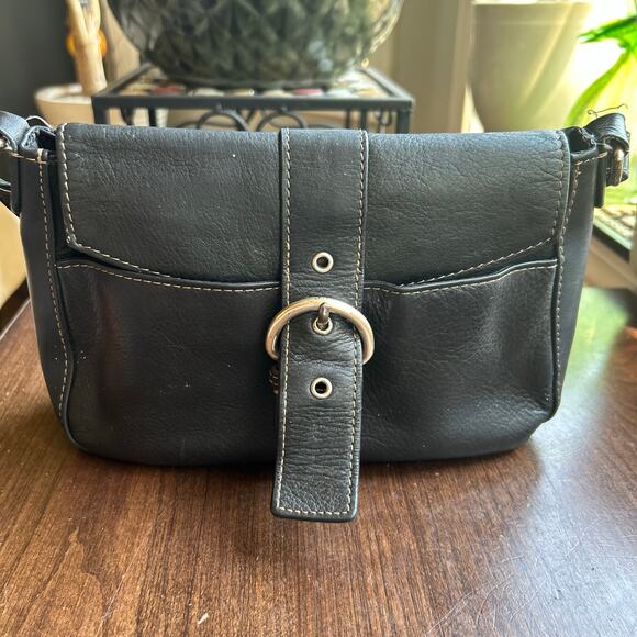 Vintage Fossil small black pebble leather shoulder bag - Picture 1 of 15